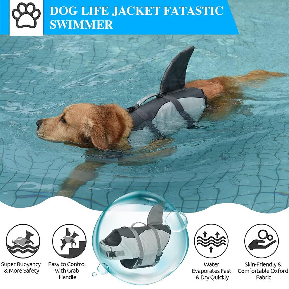 Pet Life Jacket Dog Safety Vest Buoyancy Aid Swimming Boating Lifesaver AU Stock