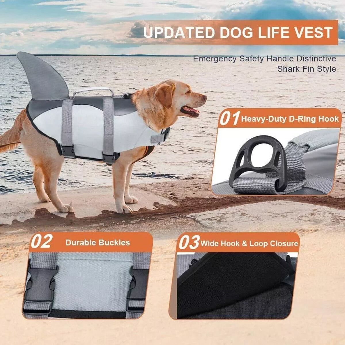 Pet Life Jacket Dog Safety Vest Buoyancy Aid Swimming Boating Lifesaver AU Stock