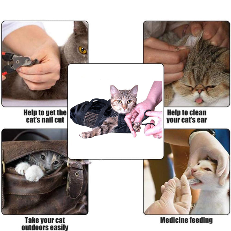 Anti Scratch Cat Bath Bag Grooming Nail Trimming Restraint Wash Pet Safe Pet Bag